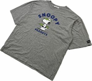 PEANUTS ☆ SNOOPY キャラクター プリント Tシャツ 半袖 グレー LL 春夏 ビーチ リゾート アメカジ 人気 ピーナッツ スヌーピー■BB280