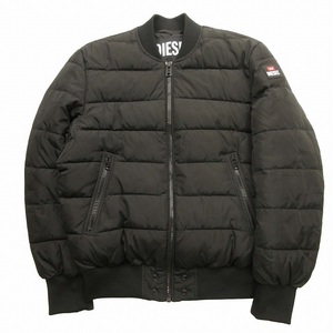 ディーゼル DIESEL W-ON-NEW JACKET 中綿 ナイロン ジャケット キルティング ボンバー ブルゾン ロゴ ワッペン アウター S 黒 A12720