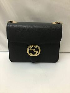 20231211【GUCCI】グッチ ショルダーバッグ インターロッキングG レザー ブラック 510304