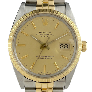 ロレックス ROLEX オイスターパーペチュアルデイト 15053 腕時計 SS YG 自動巻き シャンパンゴールド メンズ 【中古】