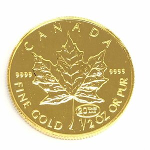 K24IG　カナダ　メイプルリーフ金貨　1/2oz　1999　総重量15.5g【CEBA4015】
