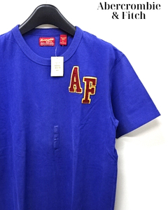 Mens L 新品【Abercrombie＆Fitch Tee Blue AF アップリケ アバクロンビー＆フィッチ Tシャツ ブルー メンズ】