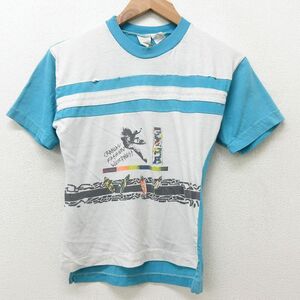 XS/古着 半袖 ビンテージ サーフ Tシャツ キッズ ボーイズ 子供服 90s サーフィン クルーネック 青他 ブルー 21aug03 中古 メンズ 5OF