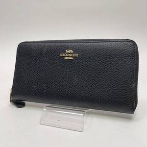 COACH コーチ 長財布 ラウンドファスナー レザー ブラック E19-61