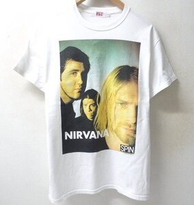 ◆SPIN スピン NIRVANA ニルバーナ　ニルヴァーナ フォトプリント Tシャツ 白 サイズM　カートコバーン