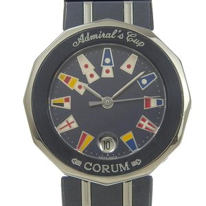 CORUM コルム アドミラルズカップ 39.610.30 V050 腕時計 SS×ガンブルー ネイビー/シルバー レディース ネイビー文字盤【I210123024】中古