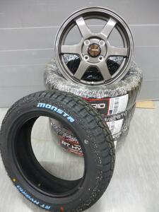 新品セット★S-6★モンスターR/T★155/65R14★ホワイトレター★ゴツゴツタイヤ★軽トラック・軽バン・ハイゼット・エブリー★G