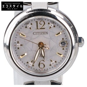 美品/ CITIZEN シチズン ES8130-53W XCクロスシー ミニソル エコ・ドライブ電波 腕時計 シルバー レディース