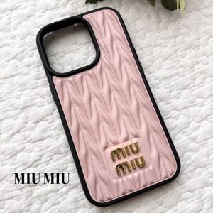 極美品 MIUMIU マテラッセ 13pro iPhone ケース ピンク