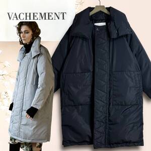 22AW☆極美品☆VACHEMENT ヴァシュモン ロングダウンコート ダウンジャケット 8.7万円 黒 ブラック シルク エクセラ 2022年 フリーサイズ