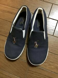 美品【POLO RALPH LAUREN/ポロ　ラルフローレン】スリッポン/20cm★ネイビー★男女兼用★キッズ★スニーカー★USED