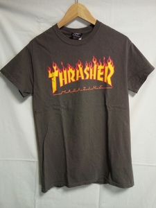 即決☆送料無料☆スラッシャー★ファイヤーロゴ★Tシャツ★グレー★S★THRASHER★プリント★トップス★メンズ★半袖★