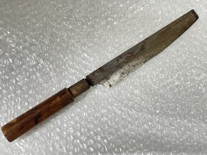 和包丁　鱧切包丁　鱧切り包丁　刃渡約184mm　丸秀　青鋼　▼　錆多　刃こぼれ　柄に割れあり　角巻きなし　▼　松1122