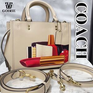 【超レア/未使用級】COACH コーチ トム・ウェッセルマンコラボ ローグ25 3WAYショルダーバッグ ハンドバッグ 肩掛け クロスボディ ベージュ