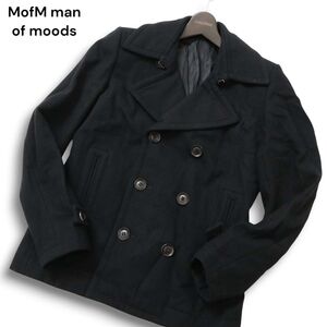 MofM man of moods マンオブムーズ 秋冬 メルトン ウール★ Pコート Sz.1　メンズ 黒 日本製　C4T10379_B#N