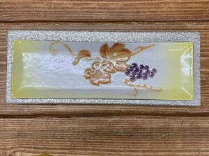 【HR-6881】七宝飾皿 七宝焼き 七宝 飾り皿 角皿 トレイ ペン皿 葡萄 東京引取可【千円市場】