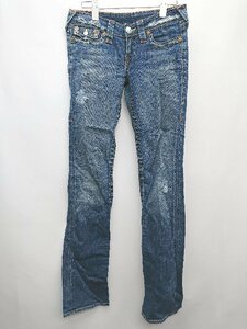 ◇ 難あり TRUE RELIGION USA製 ダメージ加工 ジーンズ デニム パンツ サイズ25 インディゴ レディース P