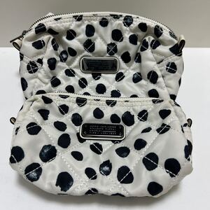 ☆良品☆ ◆MARC BY MARC JACOBS マークバイマークジェイコブス　キルティング ポーチ　2点セット◆　水玉　ホワイト 【USED】1017B-L1