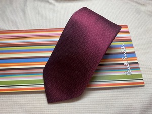 Paul Smith ポールスミスMade in Italy ネクタイエンジ小さな薄いドット柄シルク100