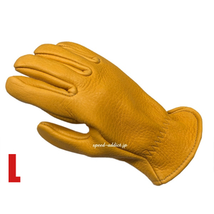 SULLIVAN GLOVE ELK ROPER GOLD L/サリバングローブ金ゴールド裏地なしヘラ鹿革鹿皮エルクレザー本革レザーグローブ春用夏用バイク用手袋