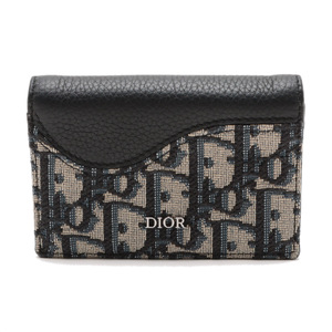 美品 Christian Dior クリスチャンディオール オブリーク サドル カードケース 名刺入れ ネイビー【中古】9088