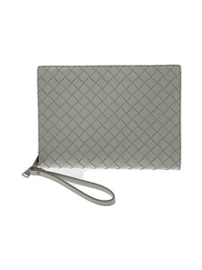 BOTTEGA VENETA◆マキシイントレチャート/セカンドバッグ/クラッチバッグ/レザー/WHT//