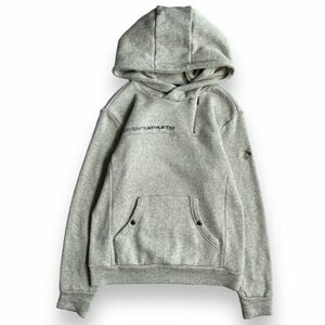 DESCENTE デサント 刺繍 ロゴ ポリエステル フリース プルオーバー パーカー フーディー フード トップス セーター 古着 M グレー系