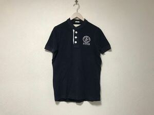 本物アバクロンビーアンドフィッチAbercrombie&Fitchコットンヘンリーネックロゴ刺繍半袖Tシャツメンズサーフゴルフドレス黒ブラックM