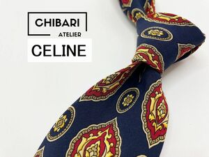 【超美品】CELINE　セリーヌ　花柄　ネクタイ　3本以上送料無料　ネイビー　0905114