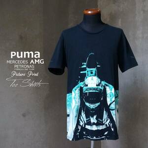 プーマ PUMA × MERCEDES AMG PETRONAS F-1チーム ピクチャープリント 黒 ブラック 半袖 Tシャツ L