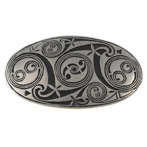 UK2582◆【SJC PEWTER MADE IN CORNWALL】◆ オーバル ケルト模様 彫刻 ピューター St.Justin バイキング 英国 ◆ ヴィンテージブローチ ◆