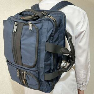 美品●3way●TUMIトゥミ リュック バックパック ビジネスバッグ バリスティックナイロン レザー ショルダー ネイビー 大容量 263180NVYO 