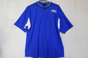 UMBRO/アンブロ/半袖Tシャツ/USB7527/ヘンリーネック/吸水速乾/袖脇白切替/バックロゴプリント/スポーツ/青/ブルー/O～OXサイズ(9/25R)