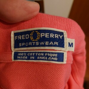 フレッドペリー　FRED PERRY　Mサイズ　鹿の子ポロシャツ　復刻　ピンク　若干フェードあり　made in england 英国製