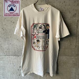 XZ8 Tシャツ American Red Cross イラスト アート アメリカ赤十字 献血 98年コピーライト デルタタグ XLサイズ 古着 ビンテージ