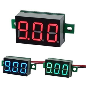 【新品】デジタル 電圧計 赤 2線式 DC3.2v～DC30v Red レッド 電圧計測