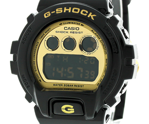 【USED美品】カシオ(CASIO) G-SHOCK ジーショック クレイジーカラーズ クオーツ デジタル ブラック×ゴールド DW-6900CB-1JF