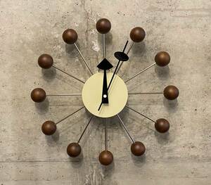 Ball clock walnut/ボールクロック ウォールナット色(検,midcentury,ミッドセンチュリー,イームズ,ビンテージ,50