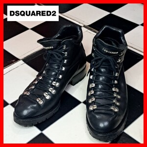 定価16.8万　Dsquared2　ディースクエアード　レザー　ロゴプレート　マウンテンブーツ　44 　29㎝　ブラック