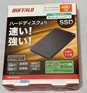 【未使用/未開封】BUFFALO ポータブル SSD 480GB SSD-PLU3 （SSD-PL480U3-BK）