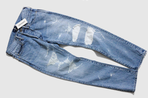 ★新品 DESCENDANT ディセンダント★19SS TRASH JEANS （インディゴ サイズ:1) ダメージ＆リペア加工 デニム パンツ ジーンズ 青 ◆99/XE7