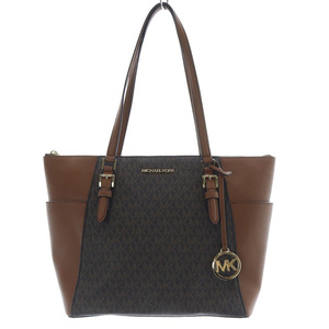 マイケルコース MICHAEL KORS シャーロット ラージロゴ レザートップジップトートバッグ 茶色 ブラウン /SR28 レディース