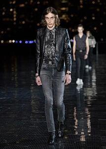 新品 同様 超美品 希少 定価14万円 Saint Laurent Paris 19SS ランウェイ着用 カットオフ スカル 総柄 半袖 シャツ 38 サンローラン 正規品