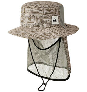 Quiksilver クイックシルバー 帽子 (ハット) M&W UV WATER SUP HAT PRT 色はBGE フェイスガード メッシュ 