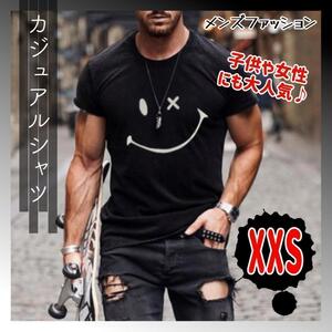 679　セール★　スマイルマーク　Tシャツ　XXSサイズ　ブラック