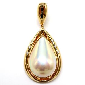 1円〜!!テリ良し!!美品!!TASAKI(田崎真珠)SALE品!!《K18 マベパール/天然ダイヤモンドペンダントトップ》N ◎約8.0g pendant EE7/EF7.M105