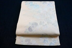 【着物フィ】1円 袋帯 絽 夏帯 薄ピンク 長さ4m29cm 正絹 フォーマル お洒落 仕立て上がり 16304