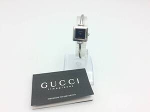 O100■【QZ/不動品】グッチ 腕時計 1900L クオーツ ブラック系文字盤 レディース GUCCI ※リューズ破損 現状品 ジャンク品