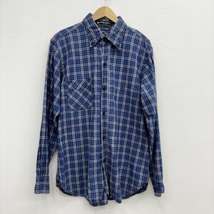 美品 YAMANE EVISU ヤマネ エヴィス ボタンダウン 長袖 インディゴ チェックシャツ 42[XL] 日本製 ワークシャツ 山根 戎/東洋/ウエアハウス