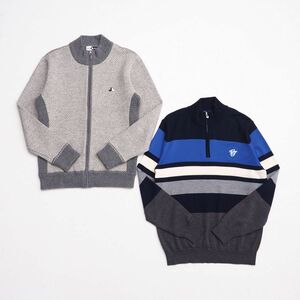 TI0224□ブラック＆ホワイト/BLACK&WHITE SPORTSWEAR*23区ゴルフ/23区GOLF*メンズL*2点SET*フルジップカーディガン+ハーフジップセーター